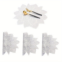 1pc Flower Shaped PVC Place Mat Waterproof Heat Insulation Table Mat