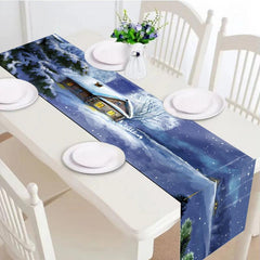 Polyester Merry Christmas Table Runner Winter Xmas Seasonal Table Cover