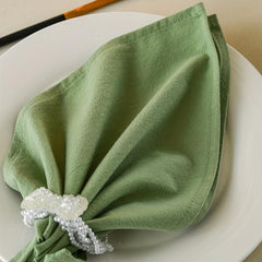 6pcs Green Embossed Cotton Napkins for Home and Restaurant