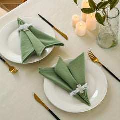6pcs Green Embossed Cotton Napkins for Home and Restaurant