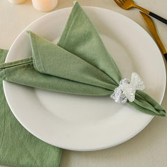 6pcs Green Embossed Cotton Napkins for Home and Restaurant
