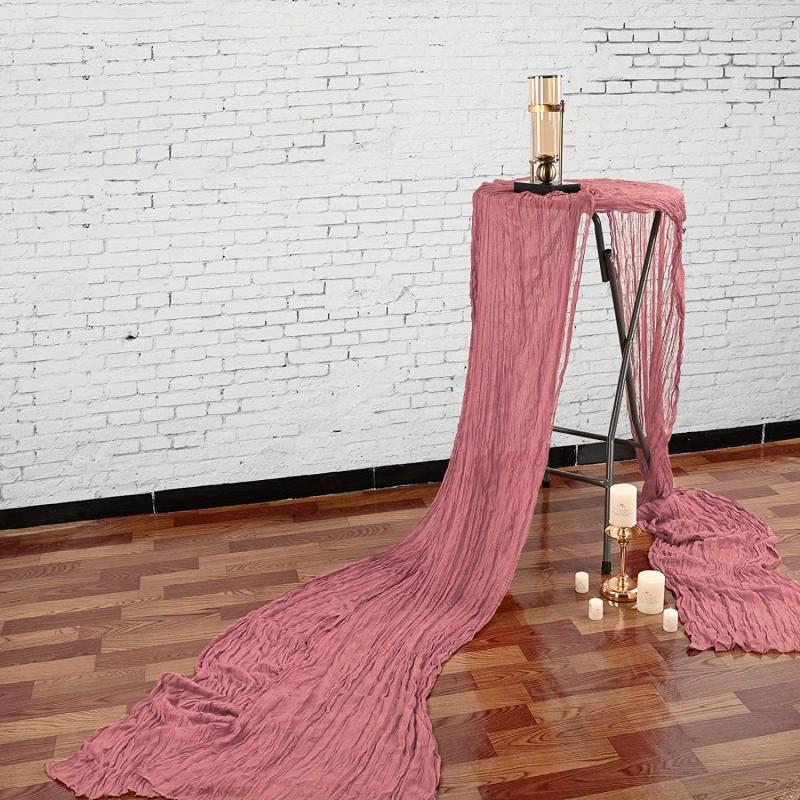 Pink Boho Style Cheesecloth Table Runner for Events