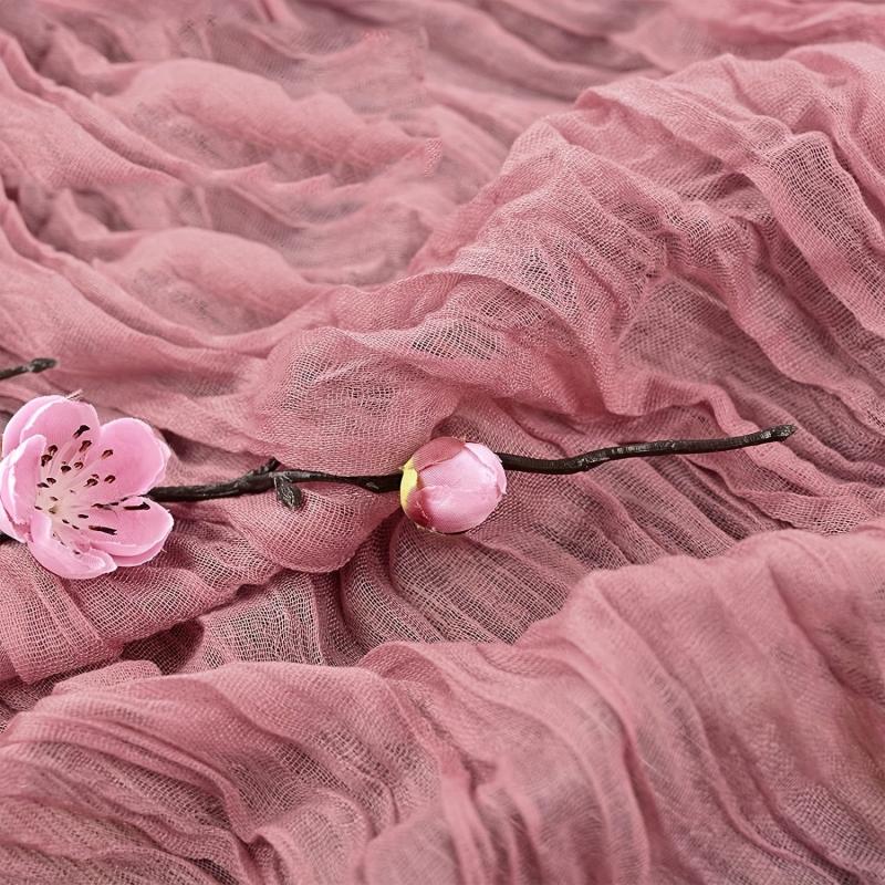Pink Boho Style Cheesecloth Table Runner for Events