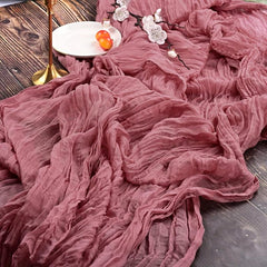 Pink Boho Style Cheesecloth Table Runner for Events