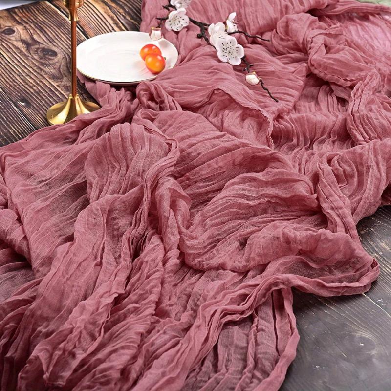 Pink Boho Style Cheesecloth Table Runner for Events