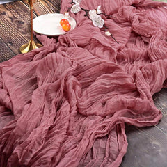 Pink Boho Style Cheesecloth Table Runner for Events
