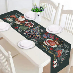 Polyester Table Runner Merry Christmas Tree Pattern Table Cover Holiday Decor