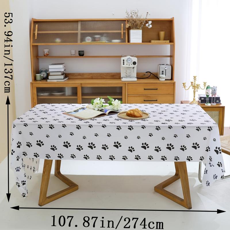 Dog Paw Print Tablecloth Waterproof Birthday Party Decor