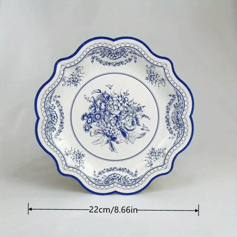 8pcs Flower Porcelain Disposable Party Paper Plate
