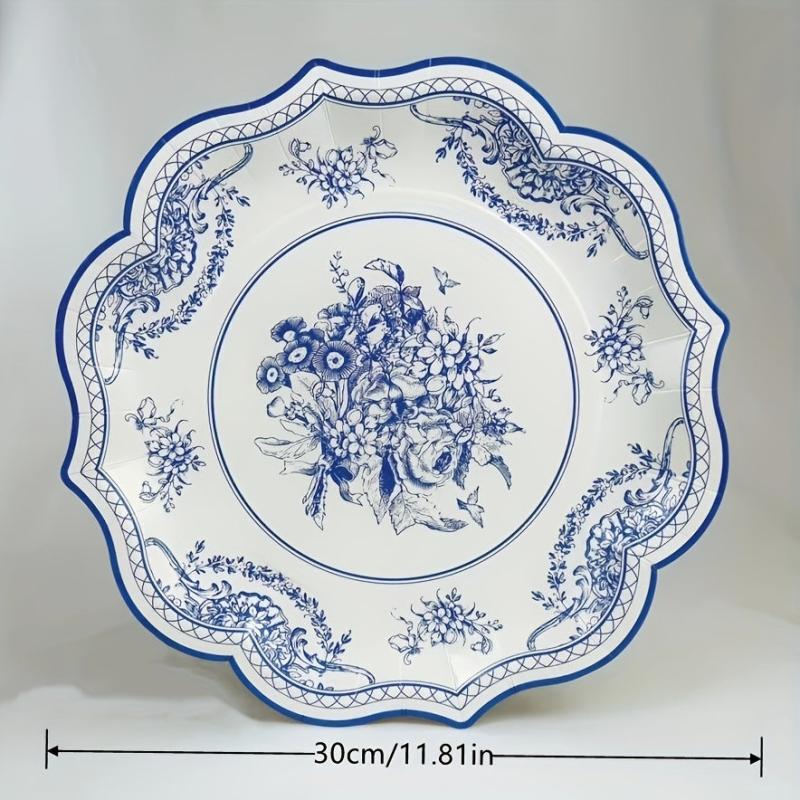 8pcs Flower Porcelain Disposable Party Paper Plate