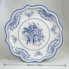 8pcs Flower Porcelain Disposable Party Paper Plate