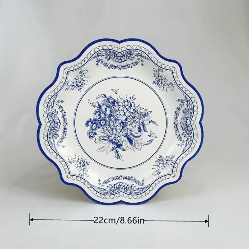 8pcs Flower Porcelain Disposable Party Paper Plate
