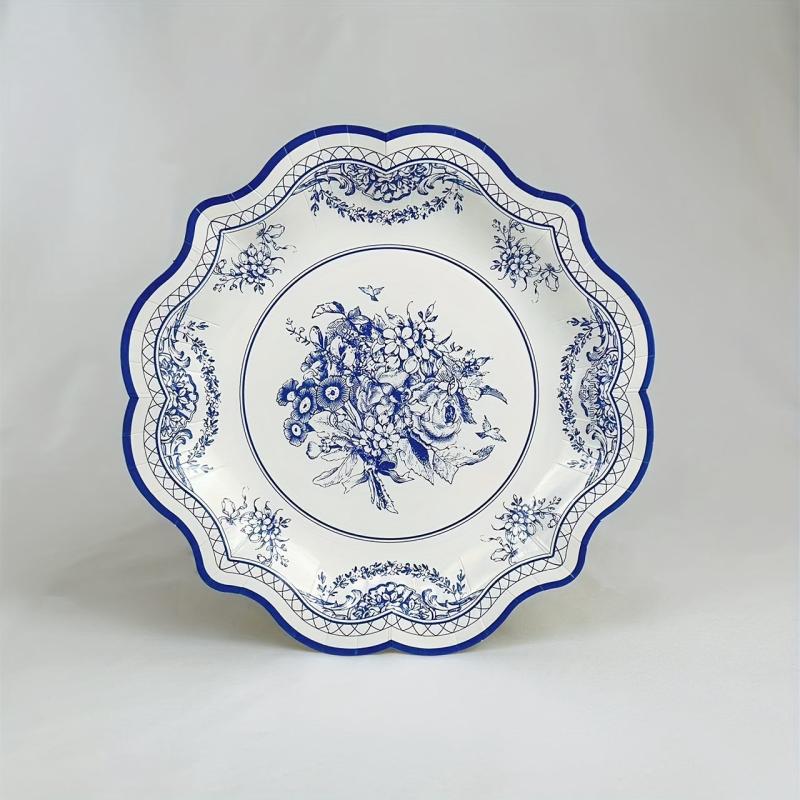 8pcs Flower Porcelain Disposable Party Paper Plate