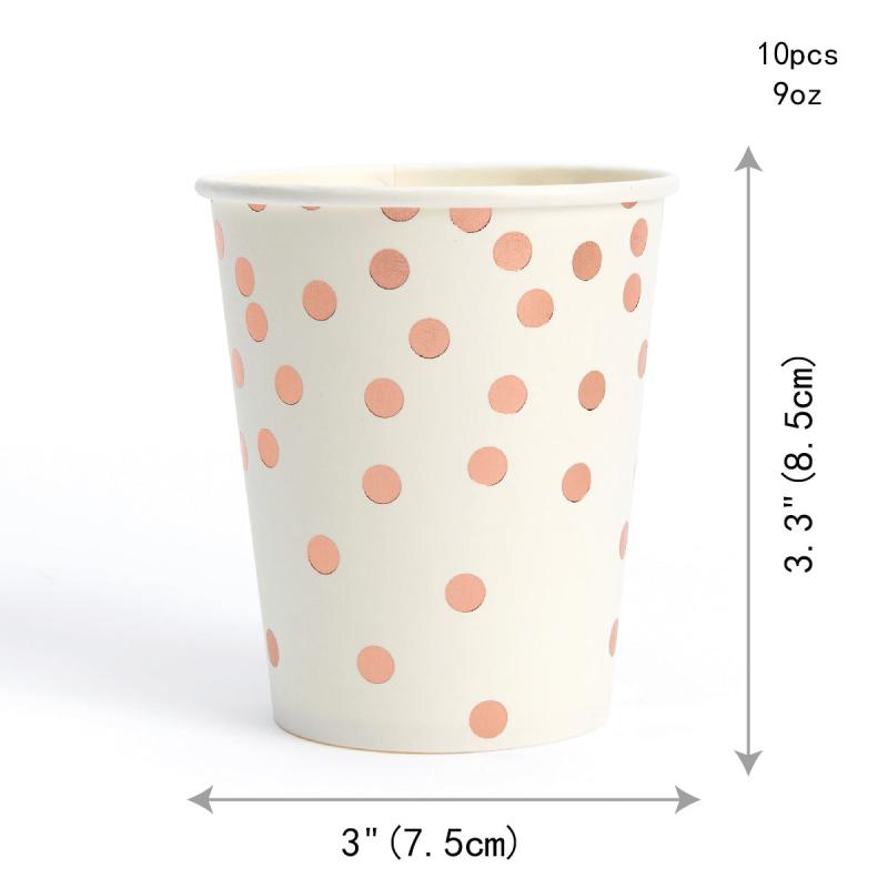 25pcs Happy Birthday Tableware Rose Golden Paper Plates Napkins