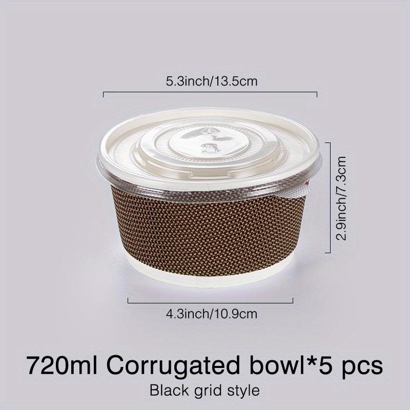 5pcs Disposable Soup Container With Lid Take Out Food Container