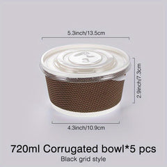 5pcs Disposable Soup Container With Lid Take Out Food Container