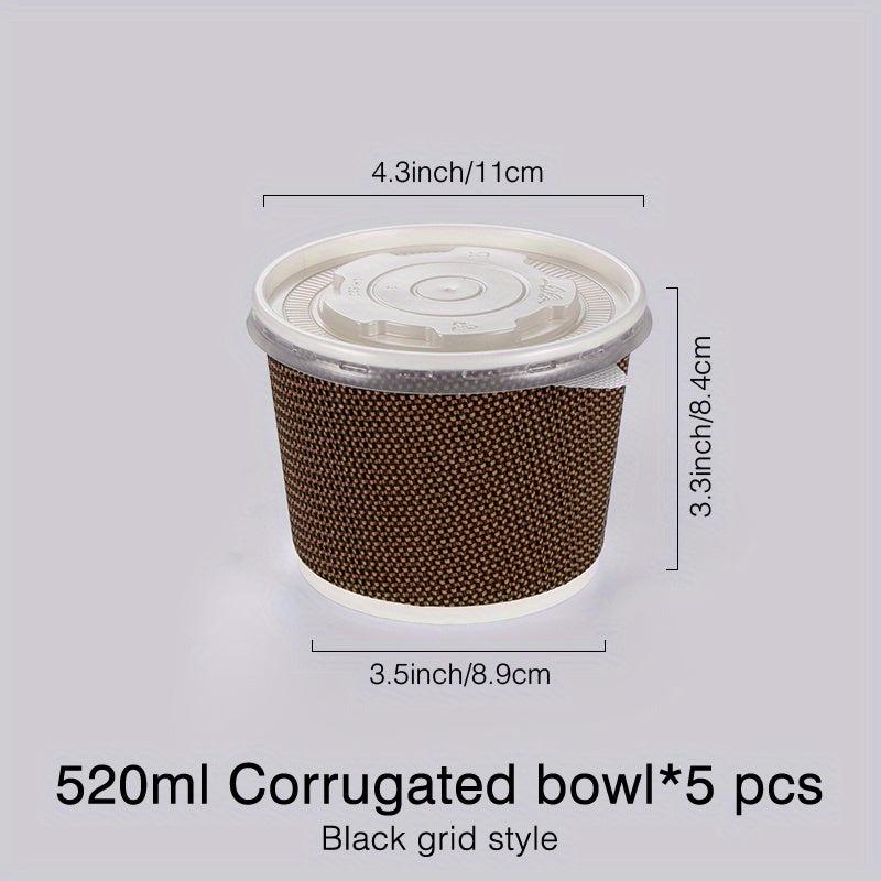 5pcs Disposable Soup Container With Lid Take Out Food Container