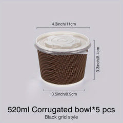 5pcs Disposable Soup Container With Lid Take Out Food Container