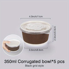 5pcs Disposable Soup Container With Lid Take Out Food Container