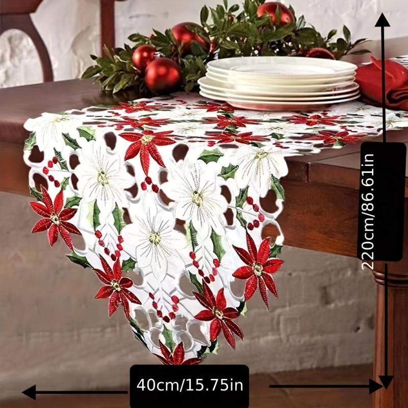 Christmas Polyester Table Runner for Dining Coffee TV Table