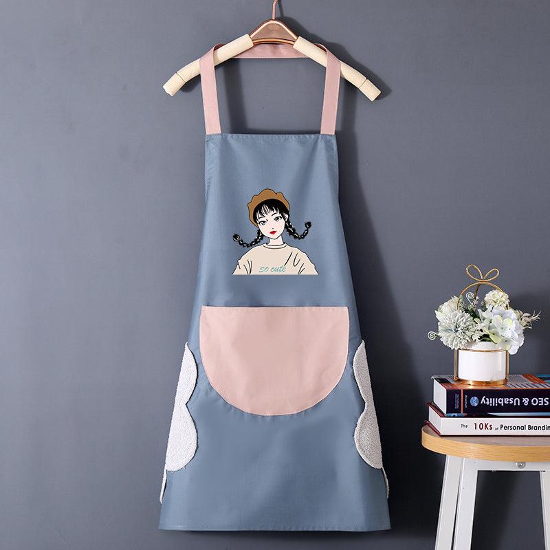 Cartoon Girl Print Apron Waterproof Kitchen Apron