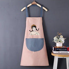 Cartoon Girl Print Apron Waterproof Kitchen Apron