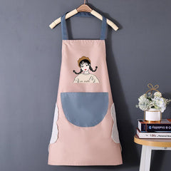Cartoon Girl Print Apron Waterproof Kitchen Apron