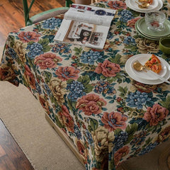 Square Cotton Tablecloth Embroidered Ball Flower Table Cloth