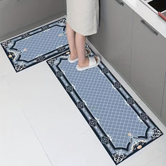 2pcs Plaid Anti Fatigue Kitchen Rugs Absorbent Non Slip Cushioned Mats