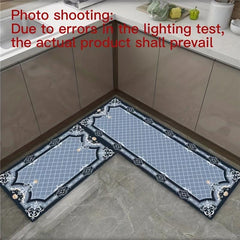 2pcs Plaid Anti Fatigue Kitchen Rugs Absorbent Non Slip Cushioned Mats