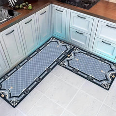 2pcs Plaid Anti Fatigue Kitchen Rugs Absorbent Non Slip Cushioned Mats