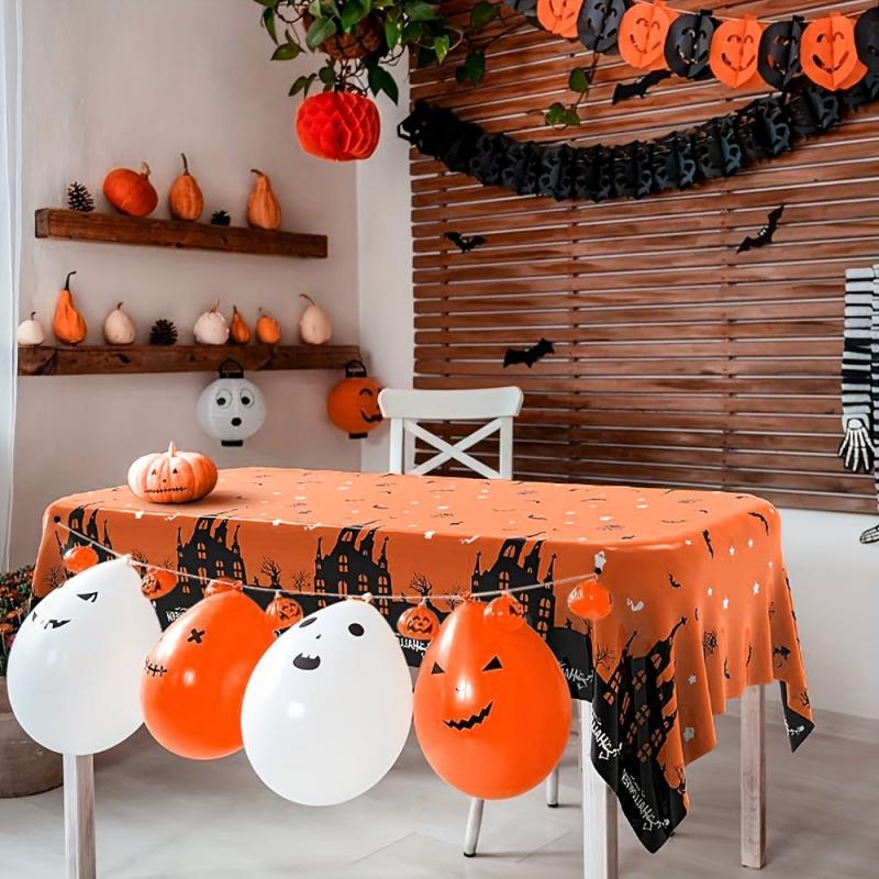 2pcs Halloween Tablecloth 137 X 274 Disposable Plastic Tablecloths