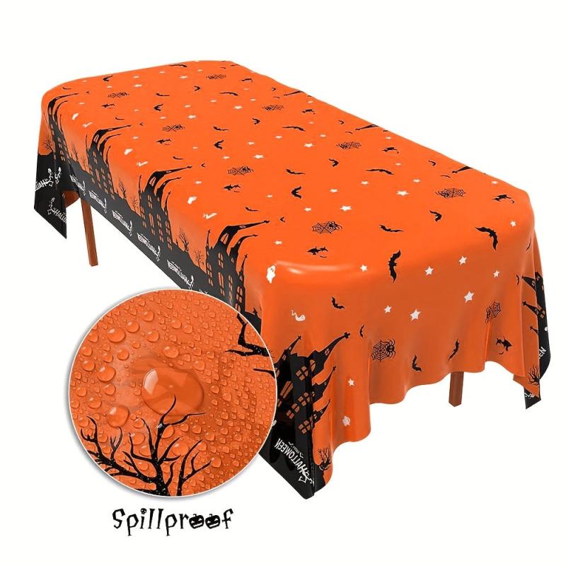 2pcs Halloween Tablecloth 137 X 274 Disposable Plastic Tablecloths