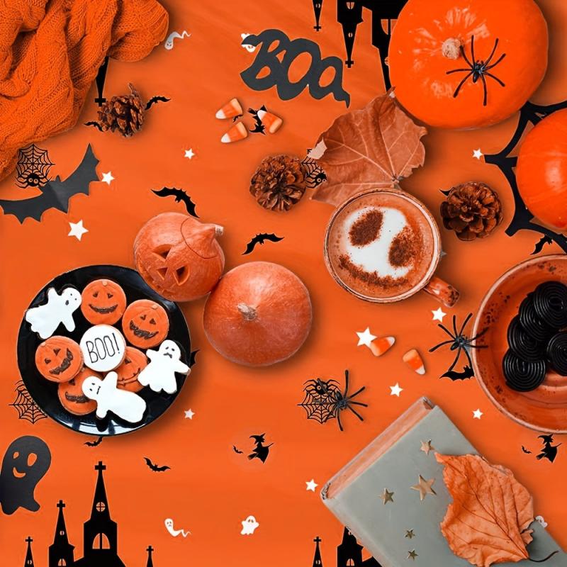 2pcs Halloween Tablecloth 137 X 274 Disposable Plastic Tablecloths