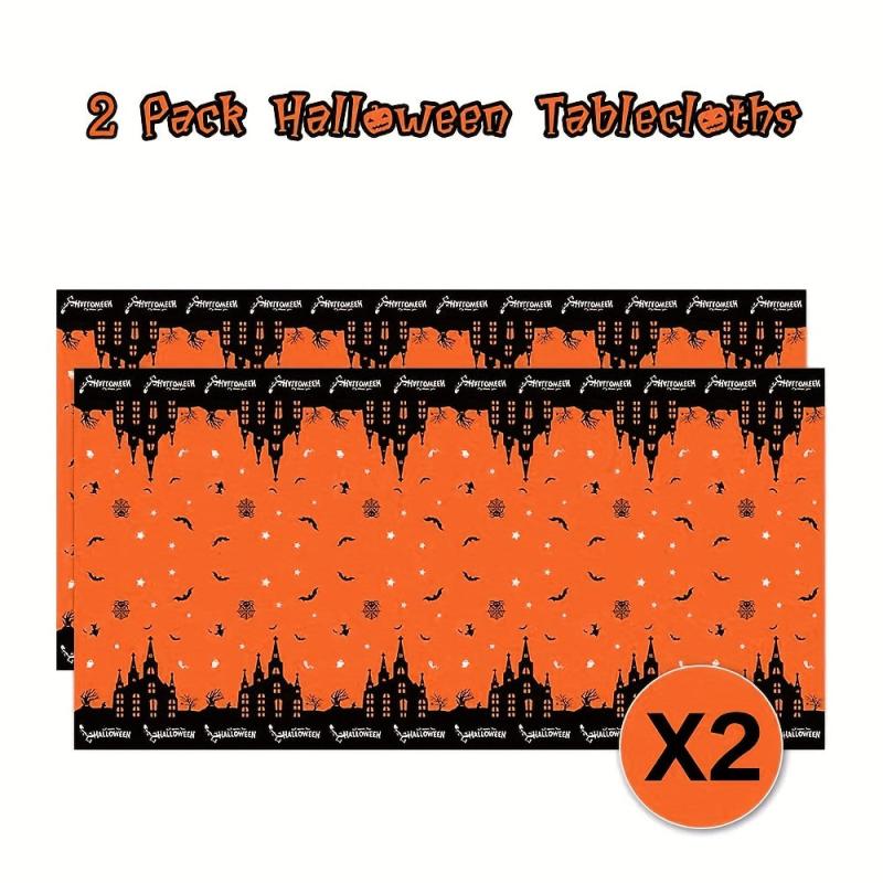 2pcs Halloween Tablecloth 137 X 274 Disposable Plastic Tablecloths