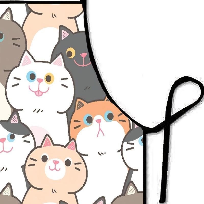 Funny Cartoon Cat Apron Waterproof Kitchen Cooking Baking