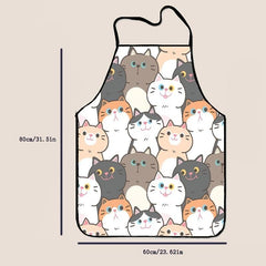 Funny Cartoon Cat Apron Waterproof Kitchen Cooking Baking
