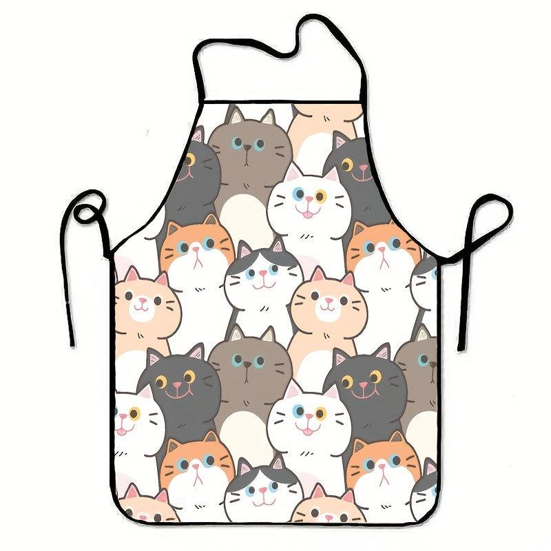 Funny Cartoon Cat Apron Waterproof Kitchen Cooking Baking