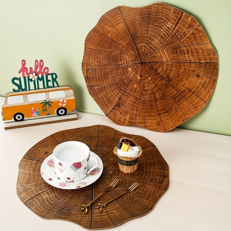 2pcs Brown Bark Insulation Cup Mat Heat Resistant Coasters