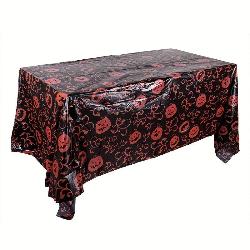 Halloween Tablecloth Spider Web And Pumpkin Pattern Waterproof Tablecloth