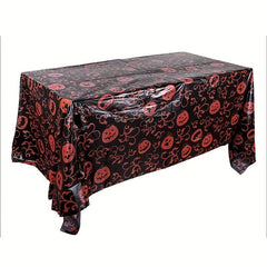 Halloween Tablecloth Spider Web And Pumpkin Pattern Waterproof Tablecloth