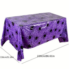 Halloween Tablecloth Spider Web And Pumpkin Pattern Waterproof Tablecloth