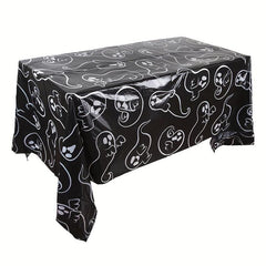 Halloween Tablecloth Spider Web And Pumpkin Pattern Waterproof Tablecloth