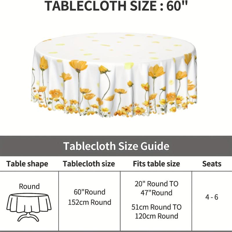 Polyester Tablecloth Autumn Thanksgiving Floral Pattern Table