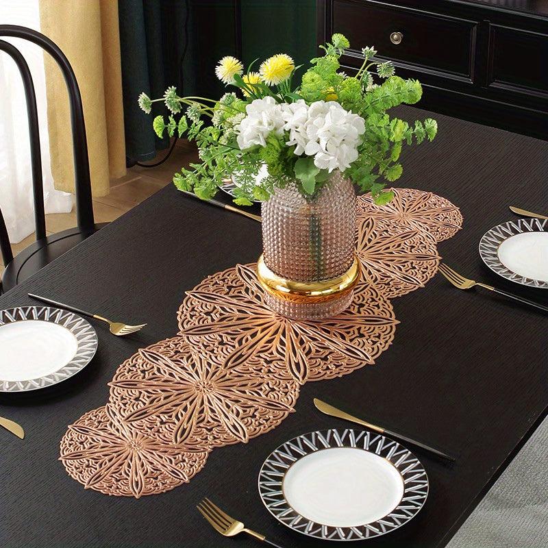 Hollow Out Leaf Pattern Table Runner PVC Rectangle For Dinner Table