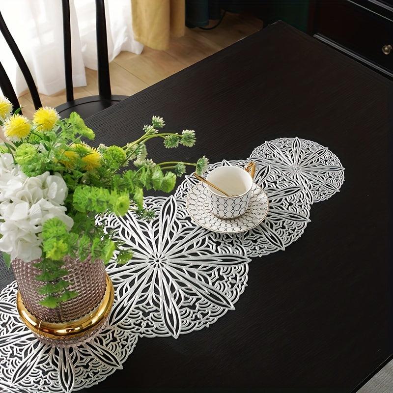 Hollow Out Leaf Pattern Table Runner PVC Rectangle For Dinner Table