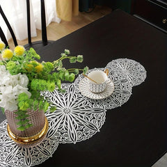 Hollow Out Leaf Pattern Table Runner PVC Rectangle For Dinner Table