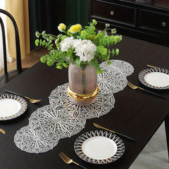 Hollow Out Leaf Pattern Table Runner PVC Rectangle For Dinner Table