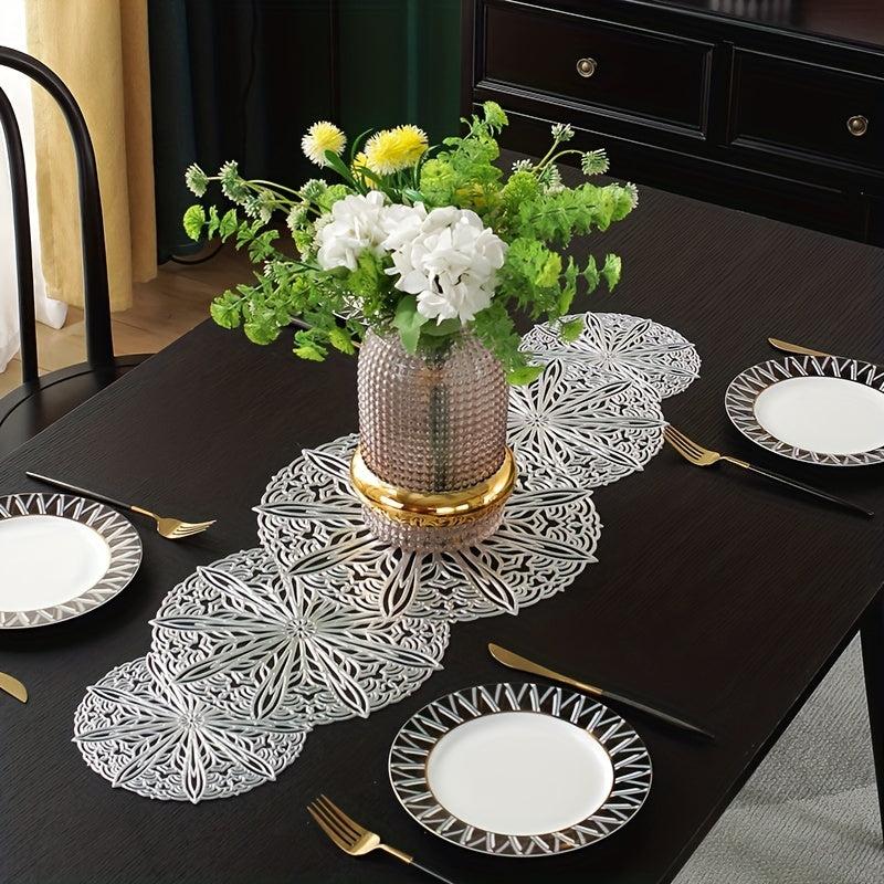 Hollow Out Leaf Pattern Table Runner PVC Rectangle For Dinner Table