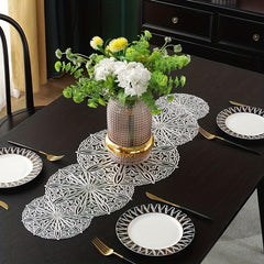 Hollow Out Leaf Pattern Table Runner PVC Rectangle For Dinner Table